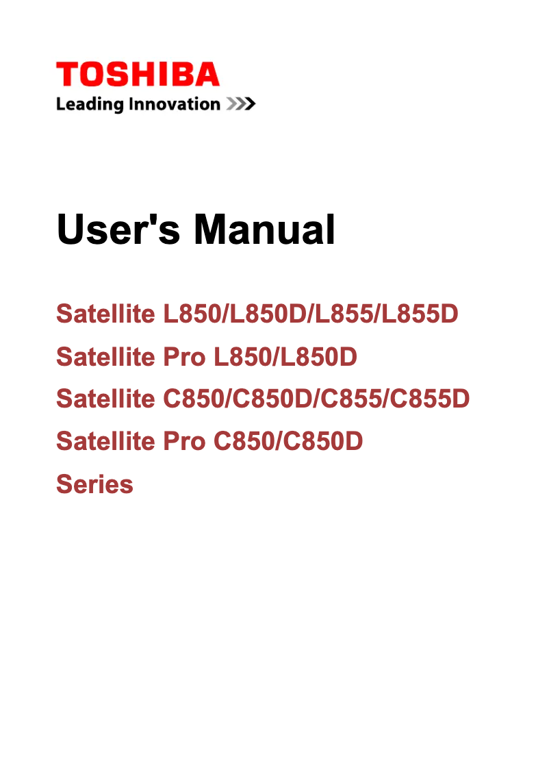 Page 1 of the manual User Manual Toshiba Satellite Pro C850D