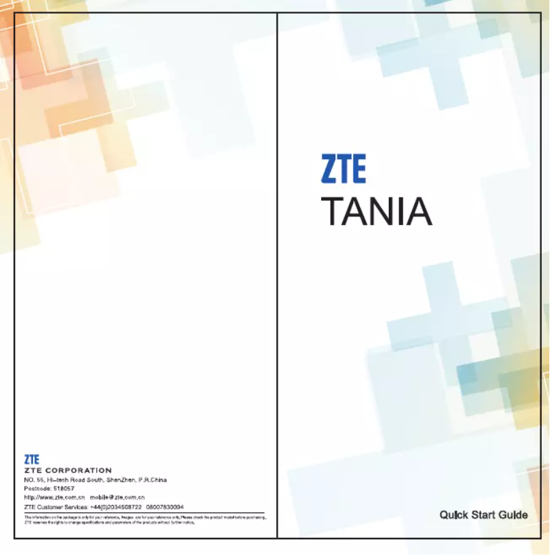First page image of the manual for Tania