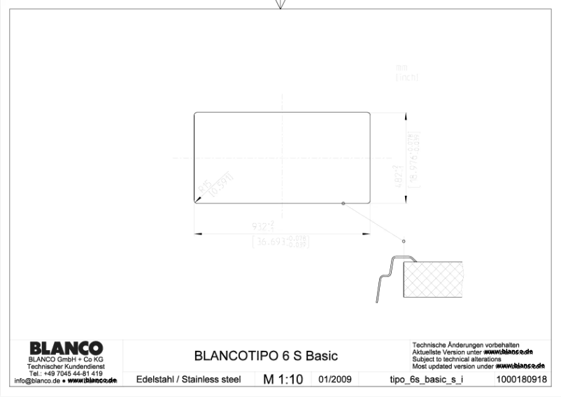 Page 1 de la notice Manuel utilisateur BLANCO TIPO 6 S BASIC