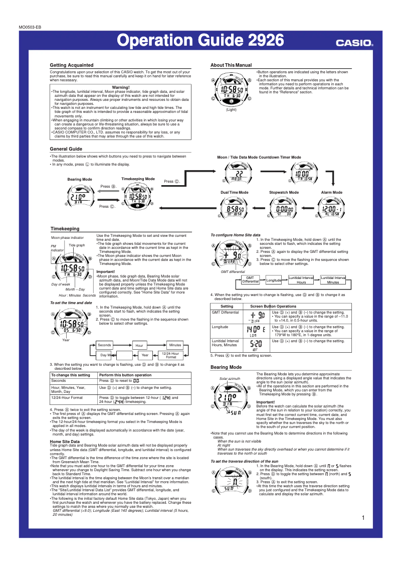 Page 1 of the manual User Manual Casio Collection W-753-1AVES