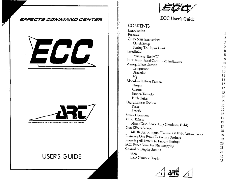 First page image of the manual for ECC