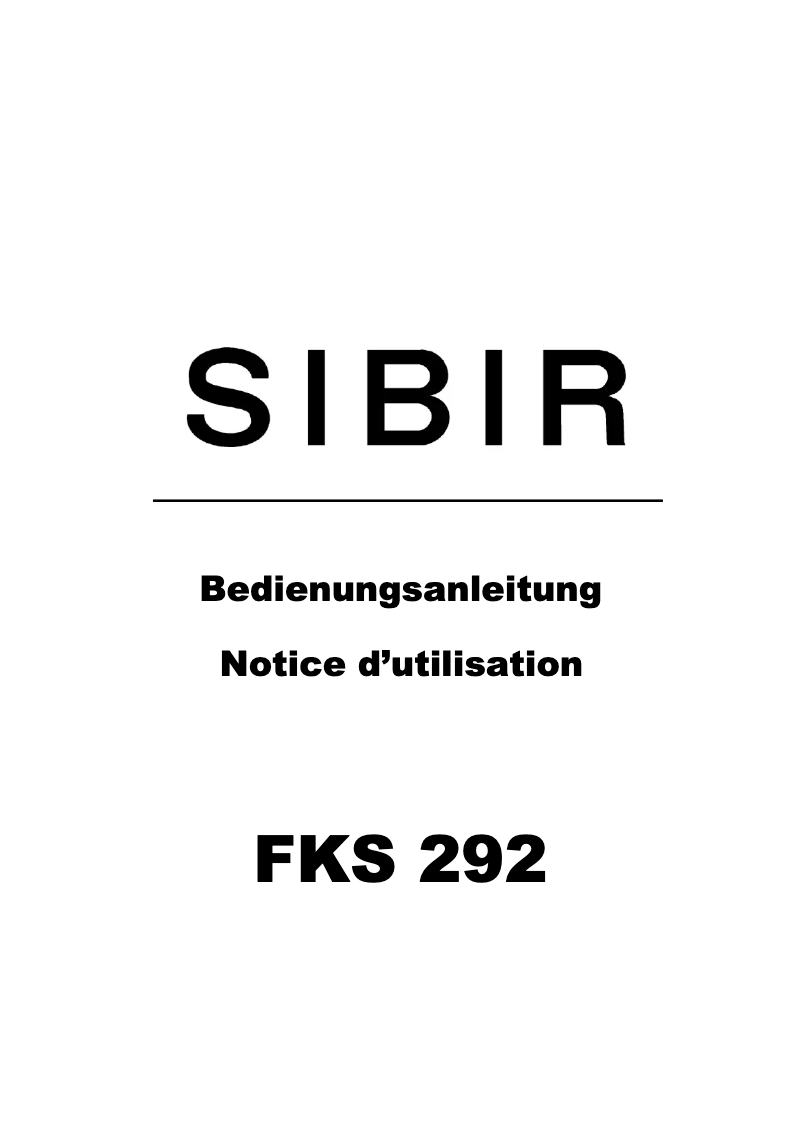 First page image of the manual for FKS 292