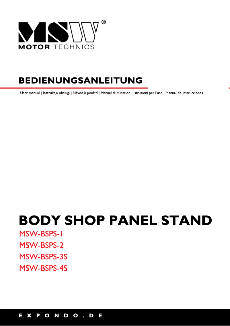 First page image of the manual for MSW-BSPS-2