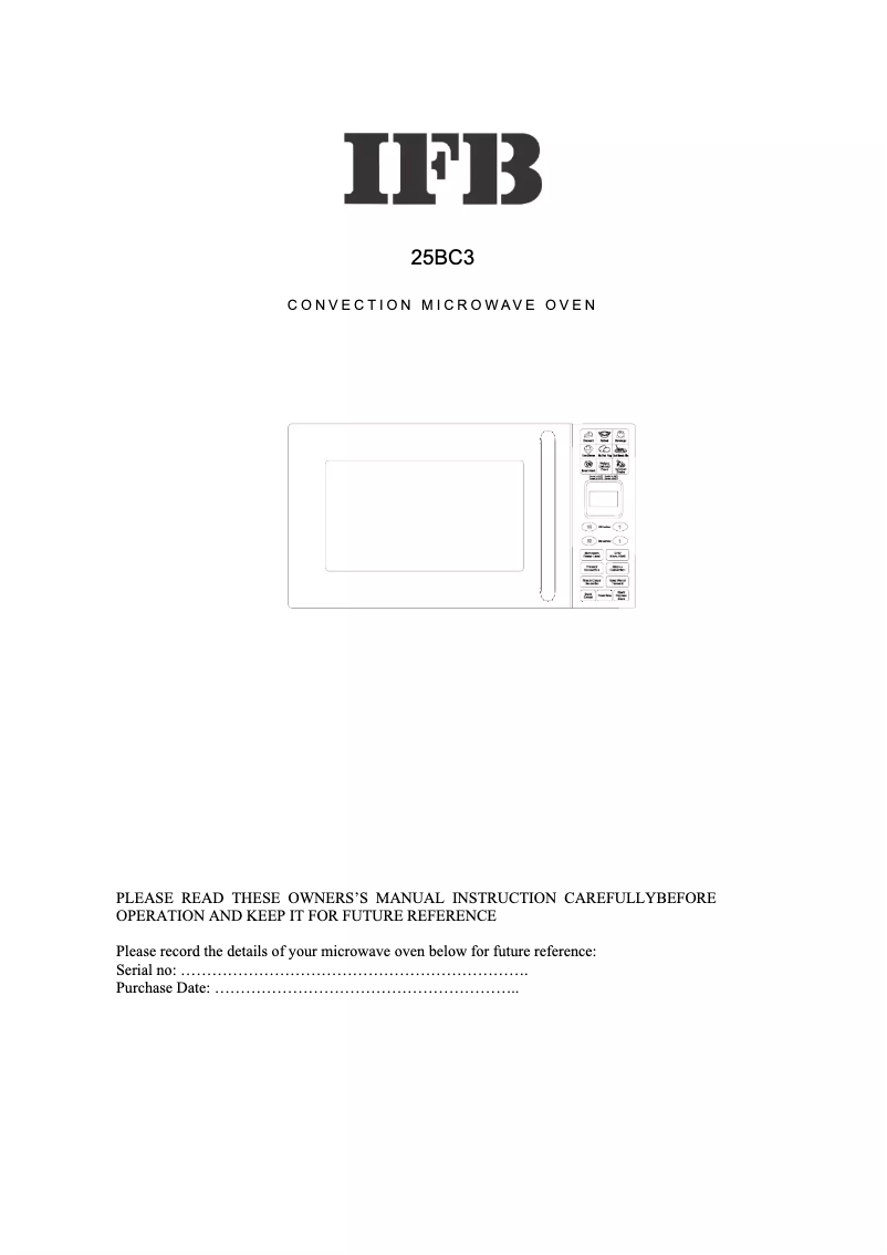 Page 1 of the manual User Manual IFB 25BC3