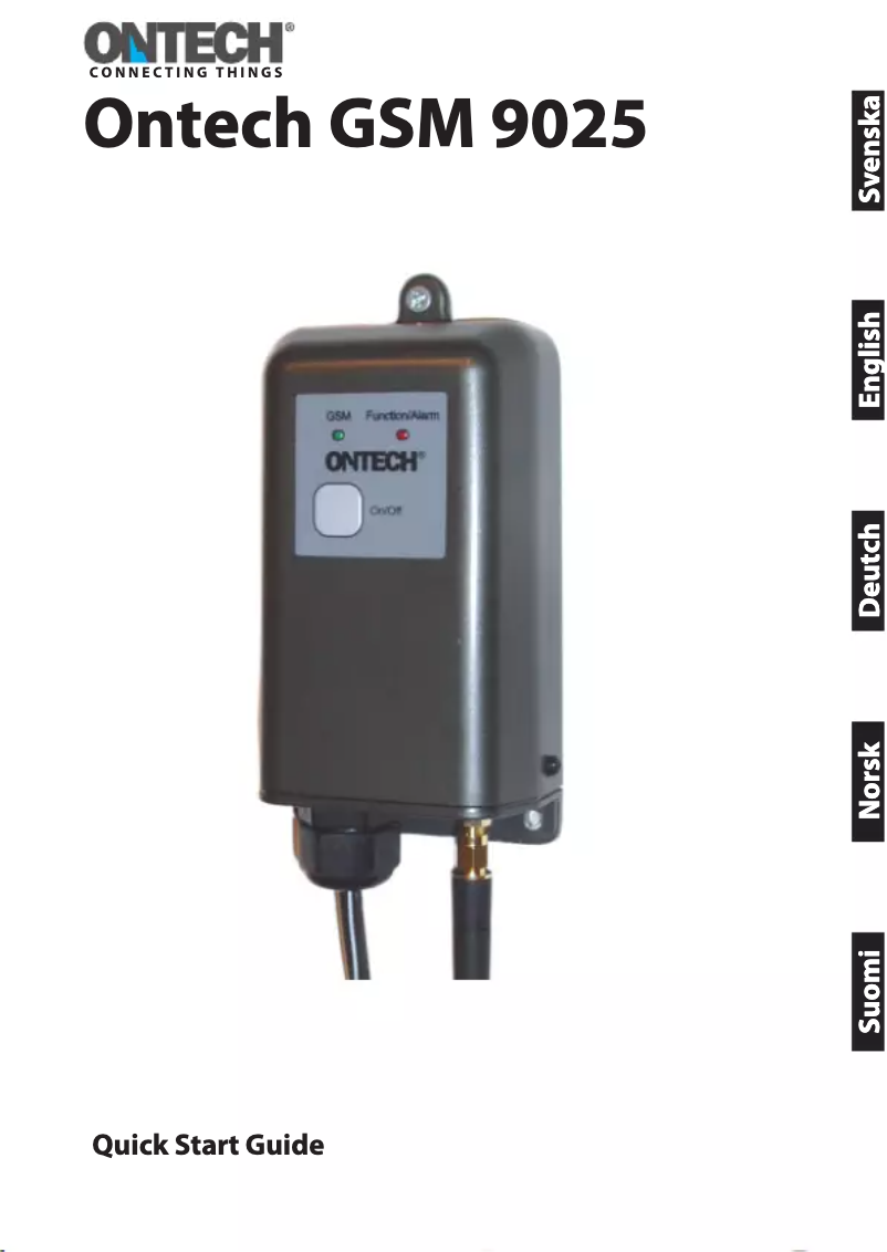 Page 1 of the manual Quick Start Guide Ontech GSM 9025