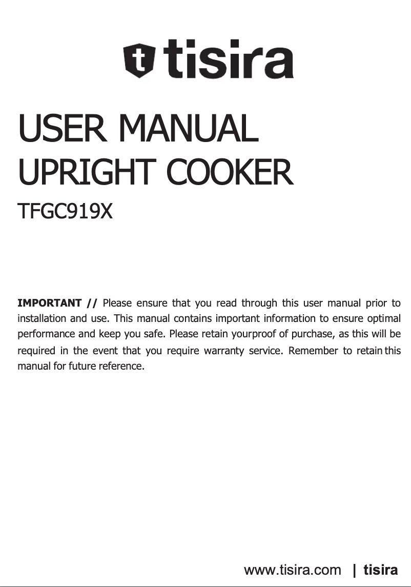 Page 1 of the manual User Manual Tisira TFGC9610EXB