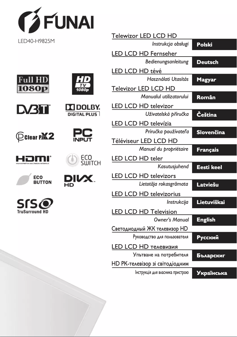 First page image of the manual for LED40H9825M