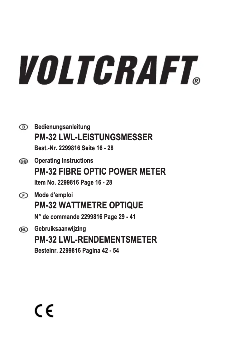Page 1 of the manual User Manual Voltcraft PM-32