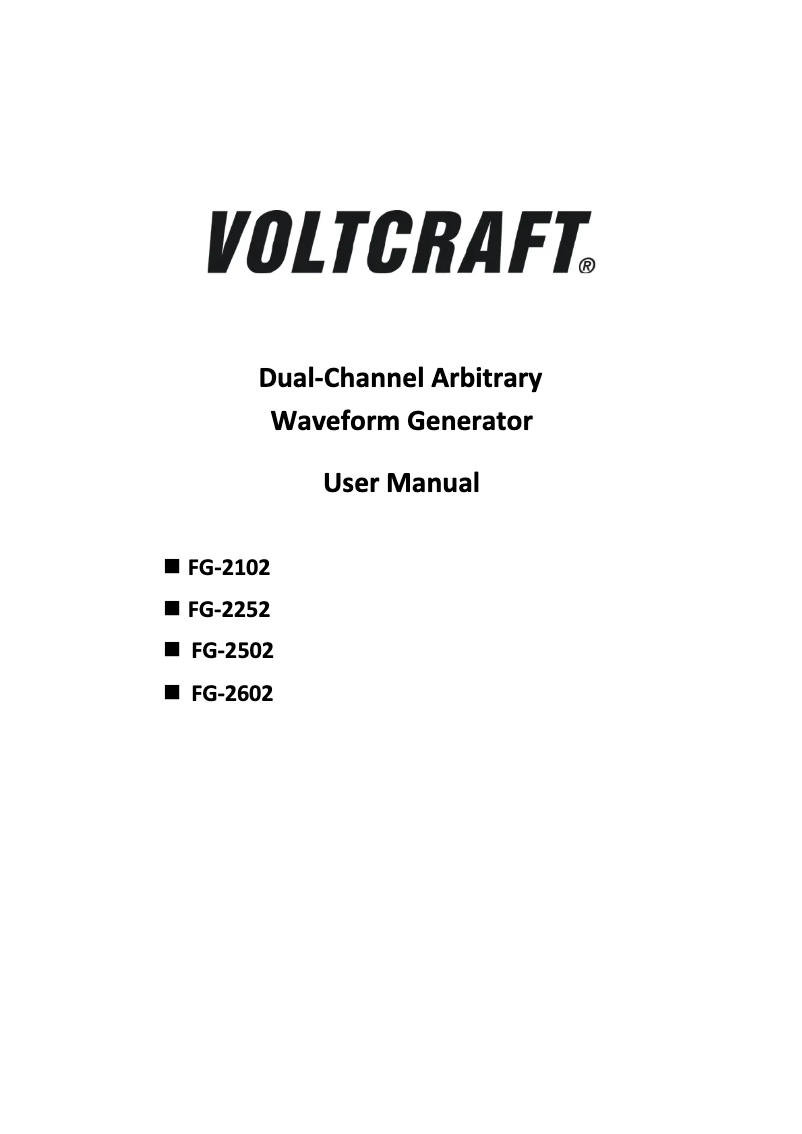 Page 1 of the manual User Manual Voltcraft FG-2602