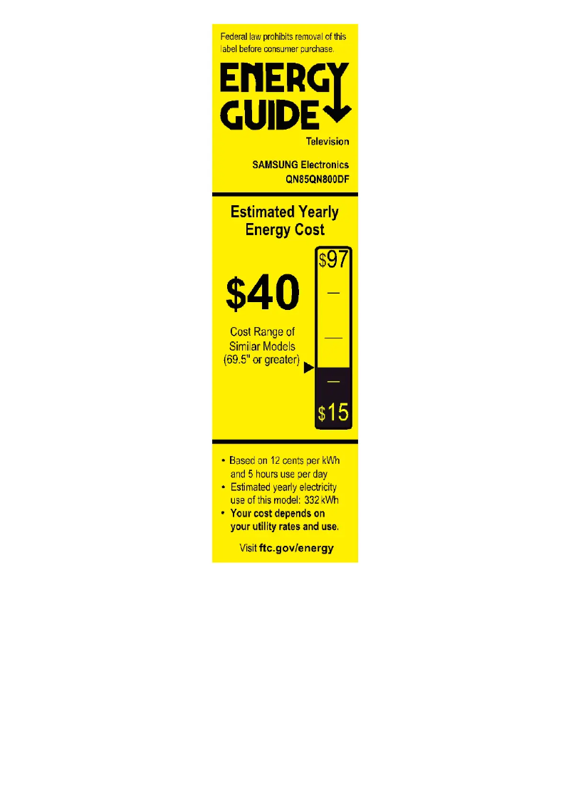 Page 1 of the manual Energy Label Samsung QN85QN800DF
