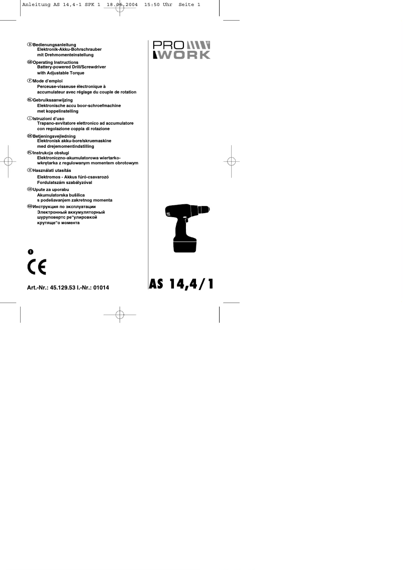 First page image of the manual for AS 14,4/1