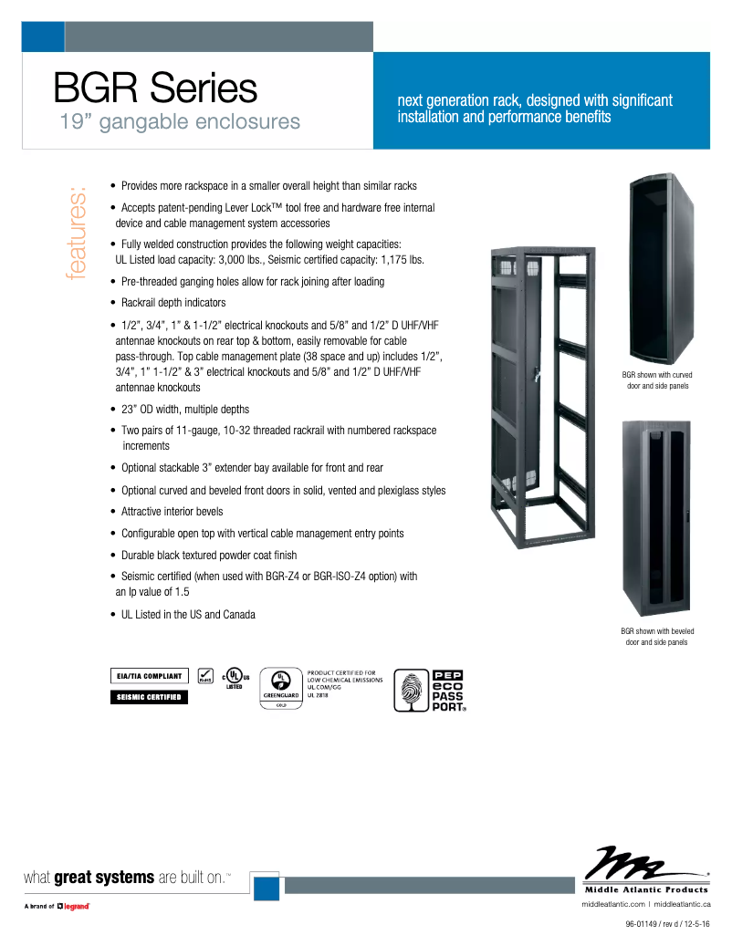 Page 1 of the manual User Manual Middle Atlantic IBGR-552FT