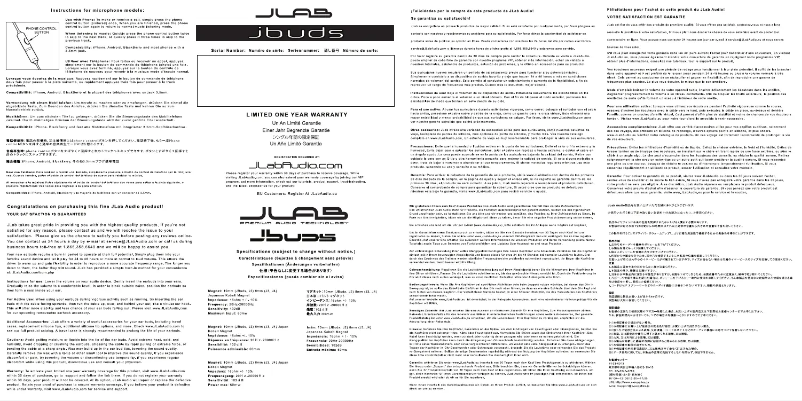 Page 1 of the manual User Manual JLab JBuds J.Fi