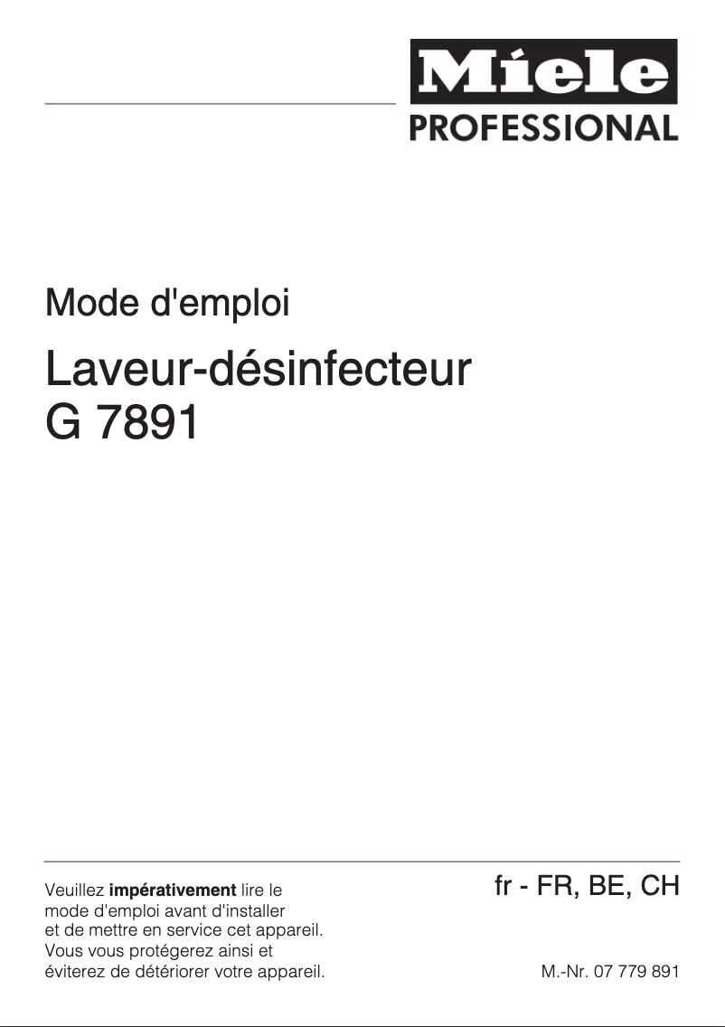 Page 1 of the manual User Manual Miele G 7891