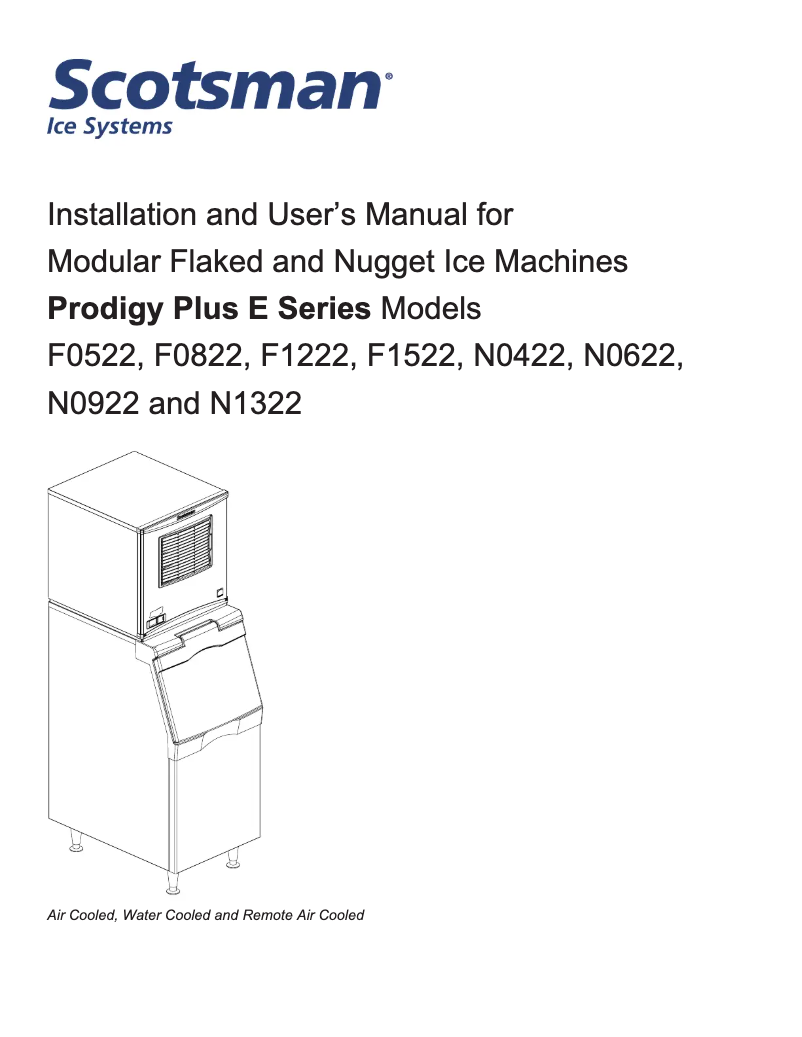 Page 1 of the manual User Manual Scotsman N1322-E