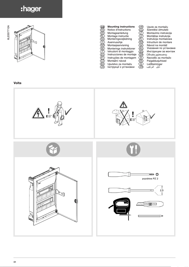 Page 1 of the manual User Manual Hager VH12NE