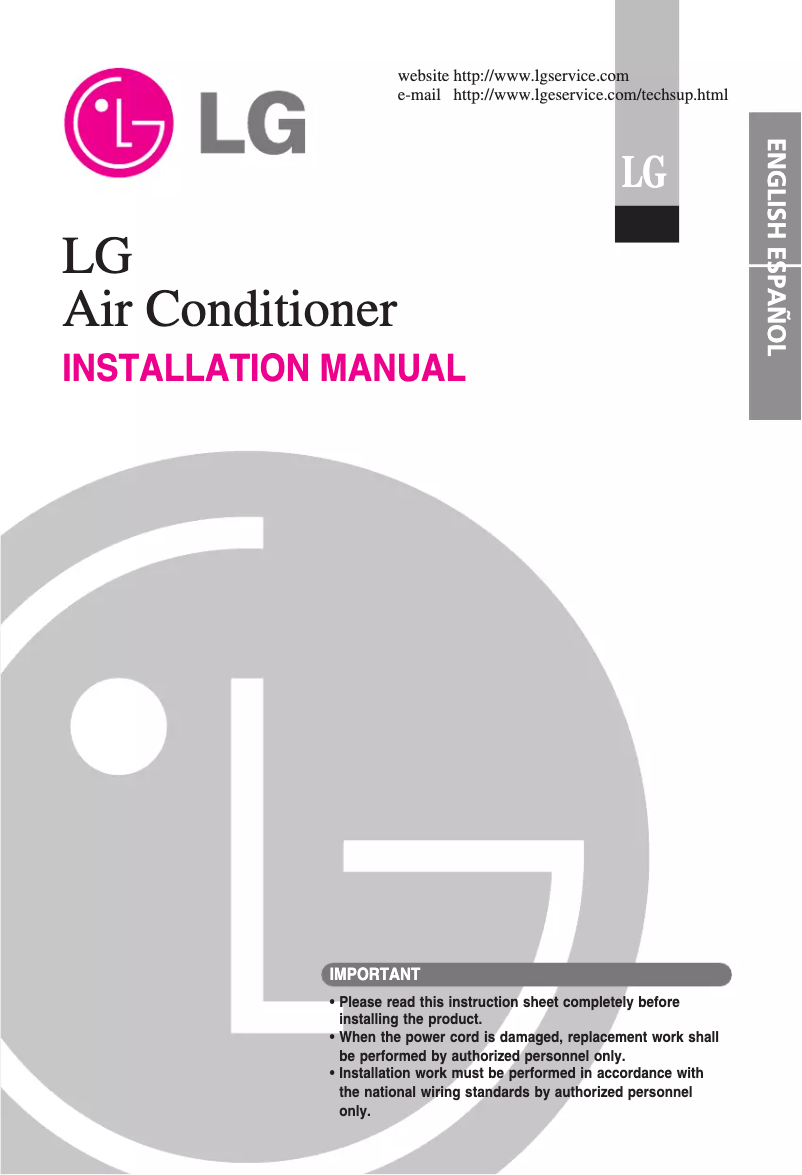 Page 1 of the manual Installation Guide LG FM56AH