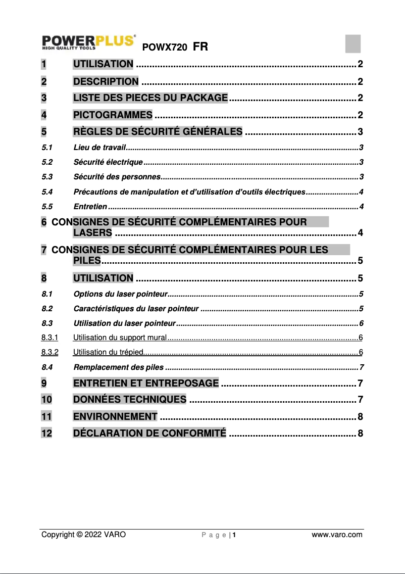 Page 1 of the manual User Manual PowerPlus POWX720