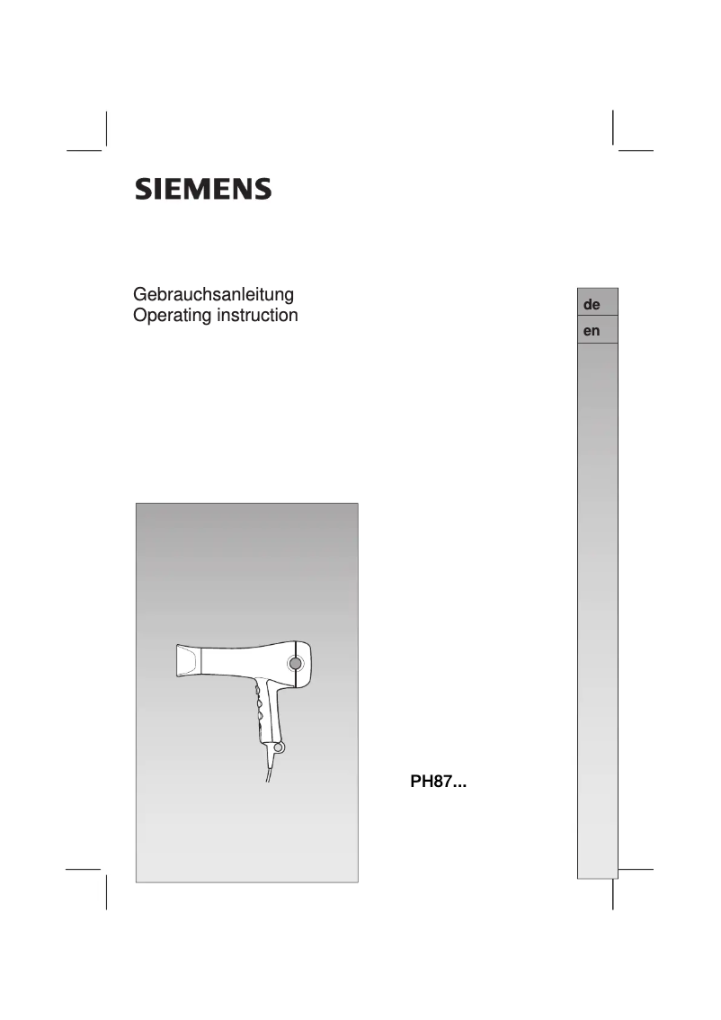 Page 1 of the manual User Manual Siemens PH8760D