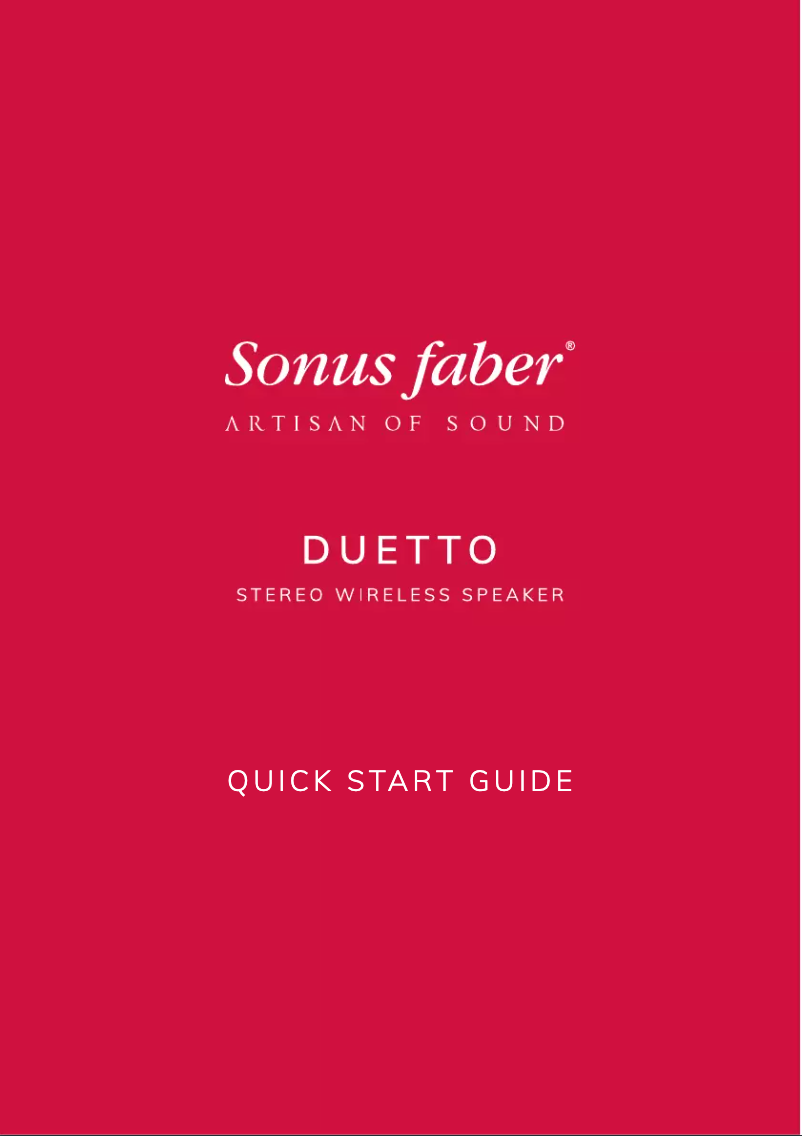 Page 1 of the manual Quick Start Guide Sonus Faber DUETTO