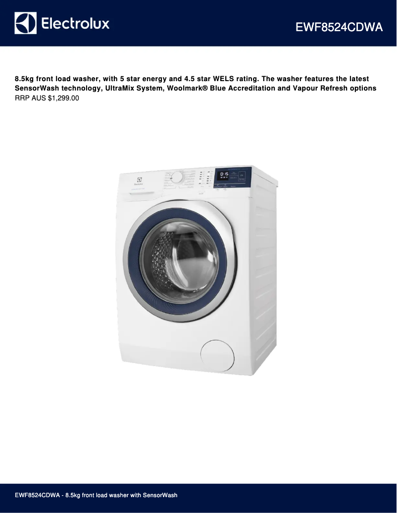 First page image of the manual for EWF8524CDWA