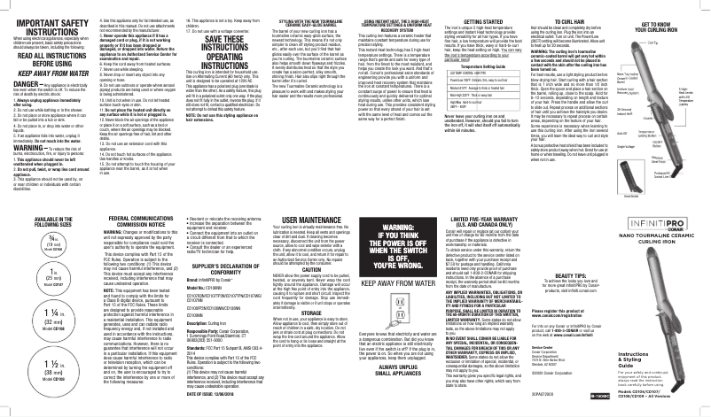 First page image of the manual for InfinitiPRO CD106NN