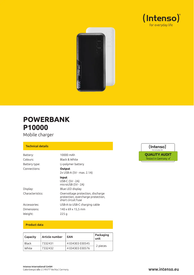 First page image of the manual for P10000
