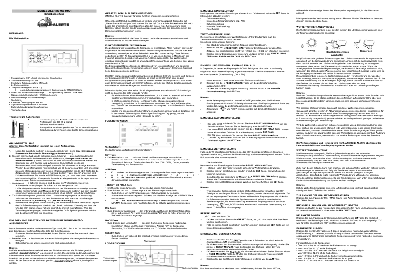 Page 1 of the manual User Manual Techno Line MA 10901