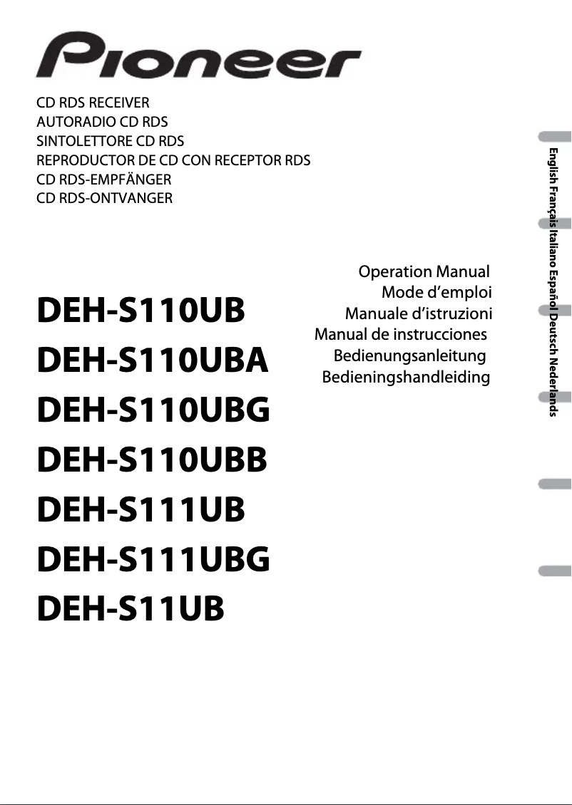 Page 1 of the manual Instruction Manual Pioneer DEH-S110UBA