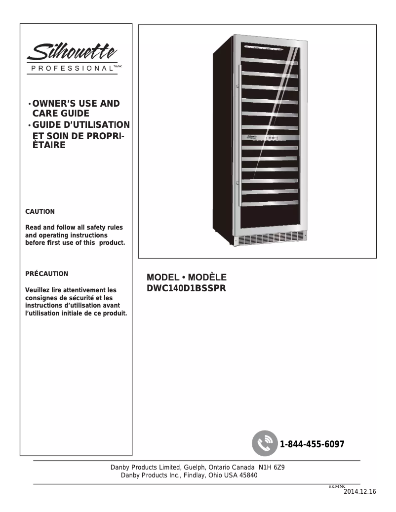Page 1 of the manual User Manual Danby DWC140D1BSSPR