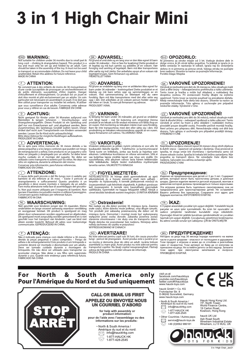 Page 1 of the manual User Manual Hauck 3 in 1 High Chair Mini