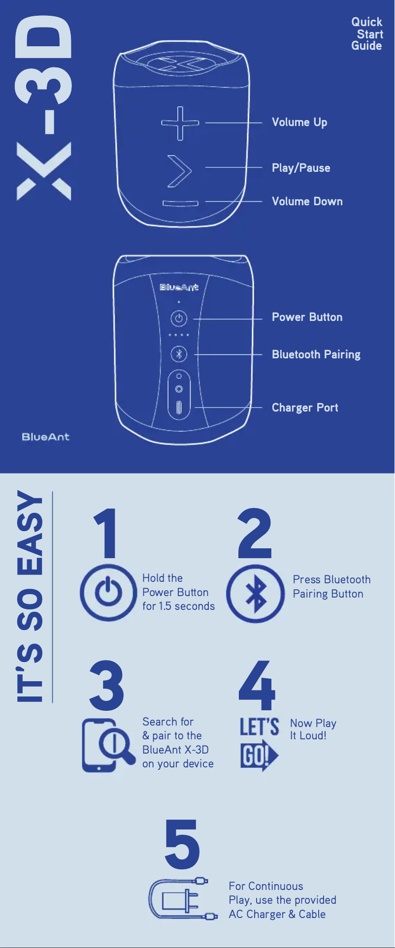 Page 1 of the manual Quick Start Guide BlueAnt X-3D