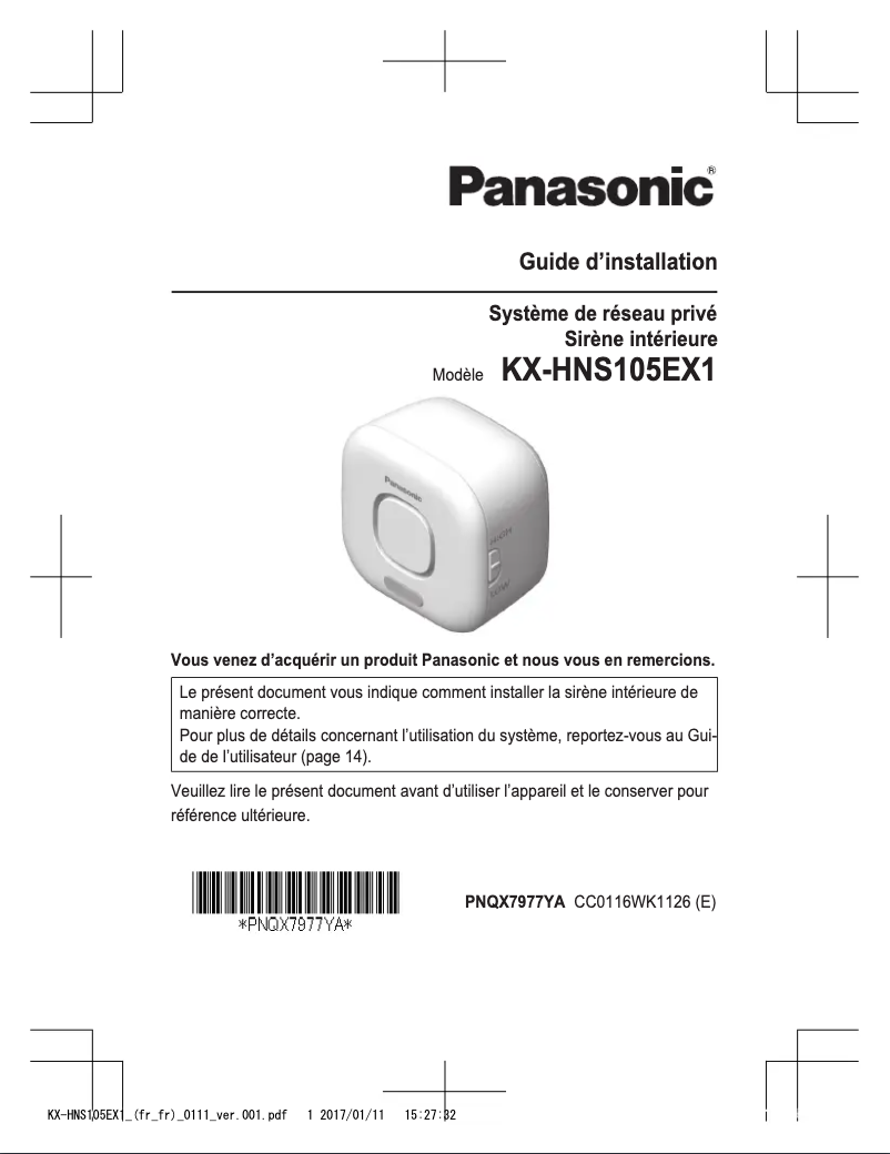 Page 1 of the manual User Manual Panasonic KX-HNS105EX1
