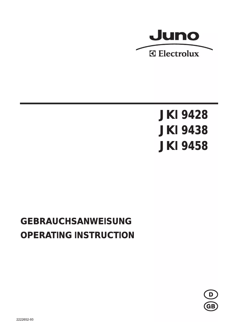 Page 1 of the manual User Manual Juno Electrolux JKI9458