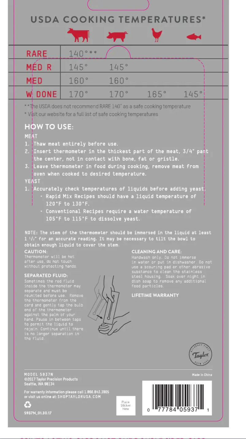 Page 1 of the manual User Manual Taylor 5937N