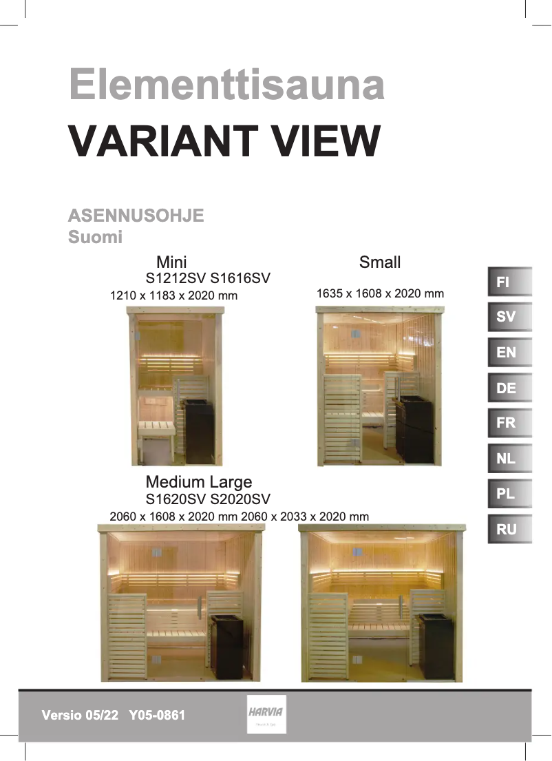 First page image of the manual for Variant View S2020SV