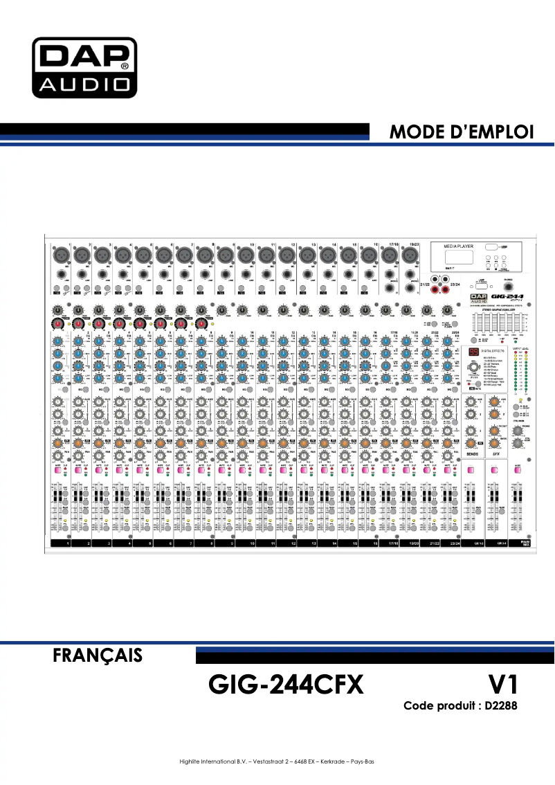 Page 1 de la notice Manuel utilisateur DAP-Audio GIG-244CFX