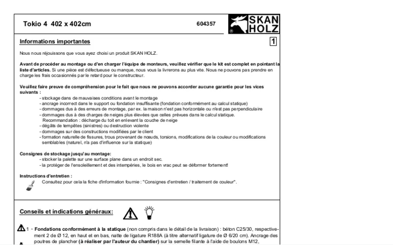 Page 1 de la notice Manuel utilisateur Skan Holz Tokio 4