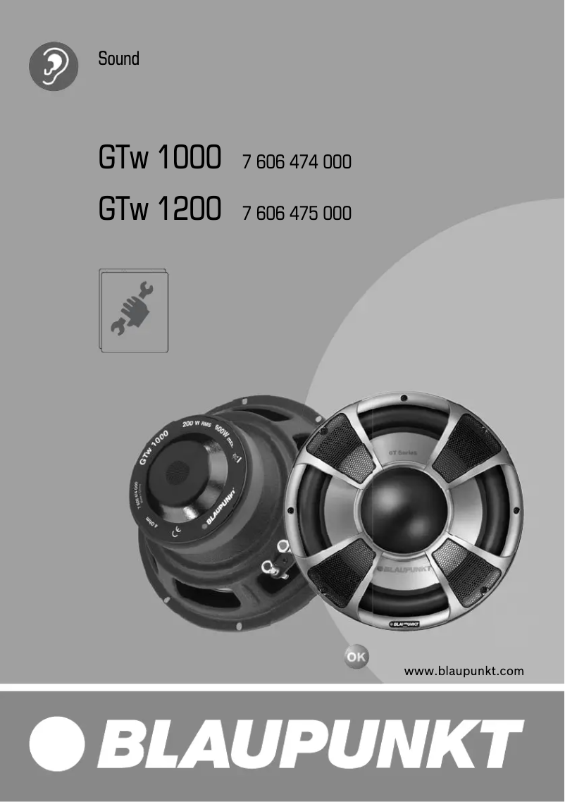 Page 1 de la notice Manuel utilisateur Blaupunkt GTw 1000