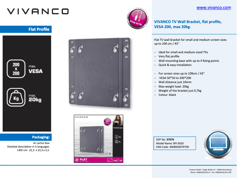 First page image of the manual for BFI 6020