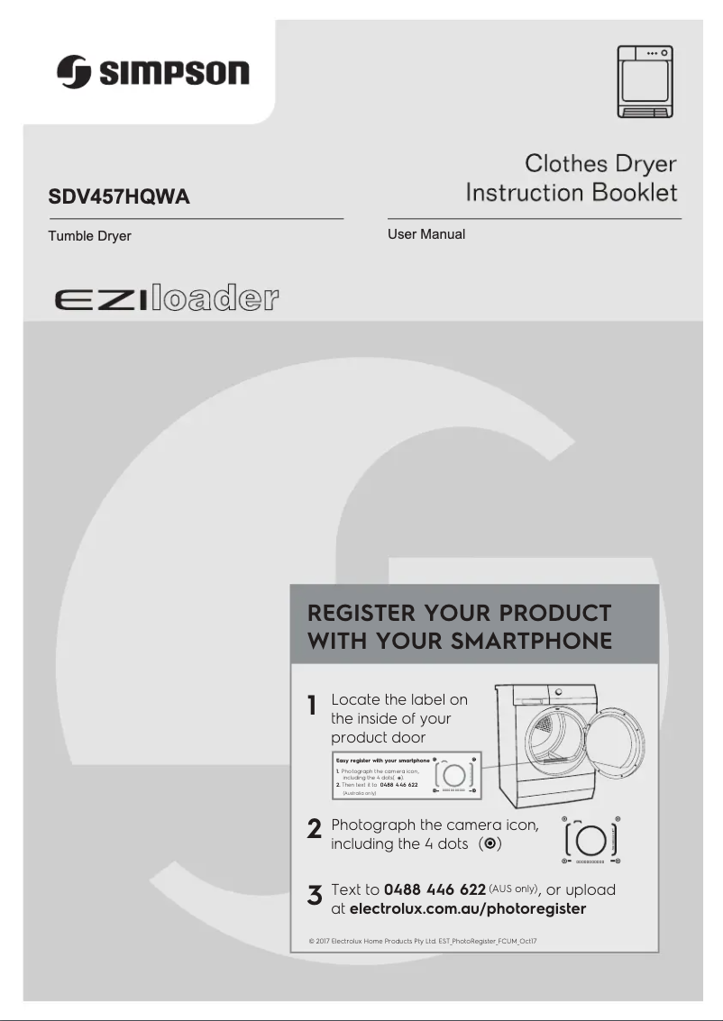 First page image of the manual for SDV457HQWA