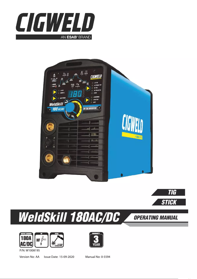 First page image of the manual for WeldSkill 180