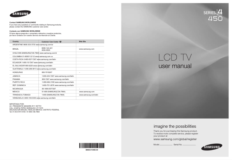 Page 1 of the manual User Manual Samsung LN32A450C1
