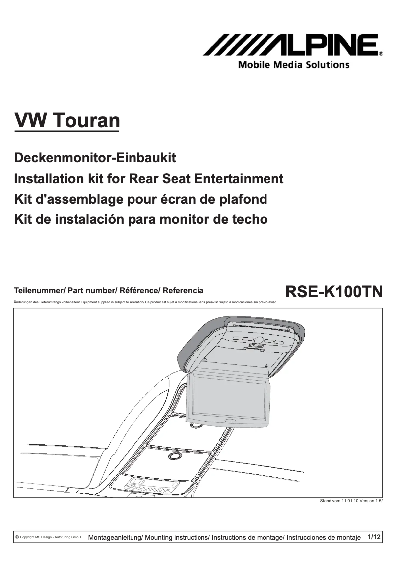 First page image of the manual for RSE-K100TN