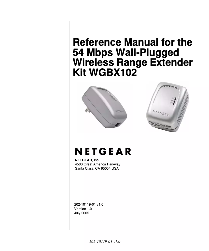 Page 1 of the manual User Manual Netgear WGXB102