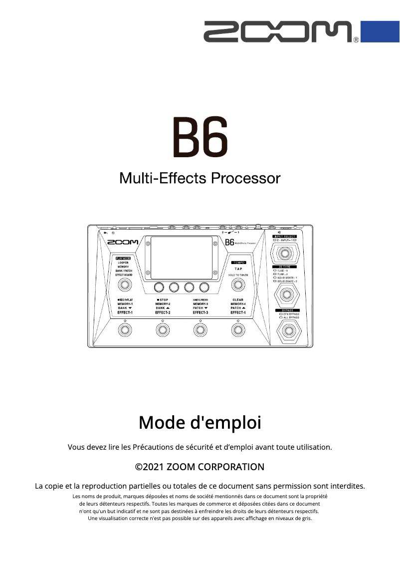 First page image of the manual for B6