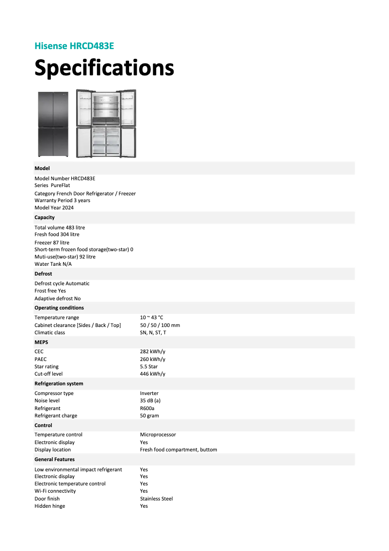 First page image of the manual for HRCD483E