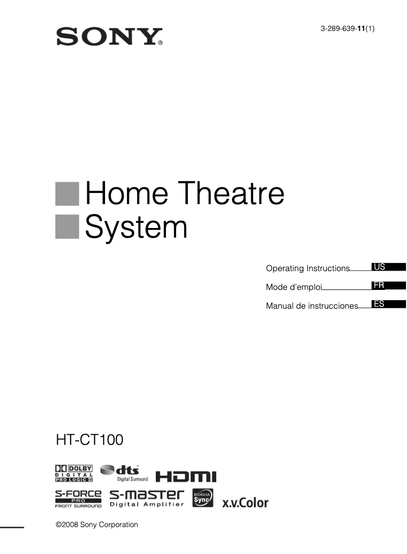 First page image of the manual for HT-CT100
