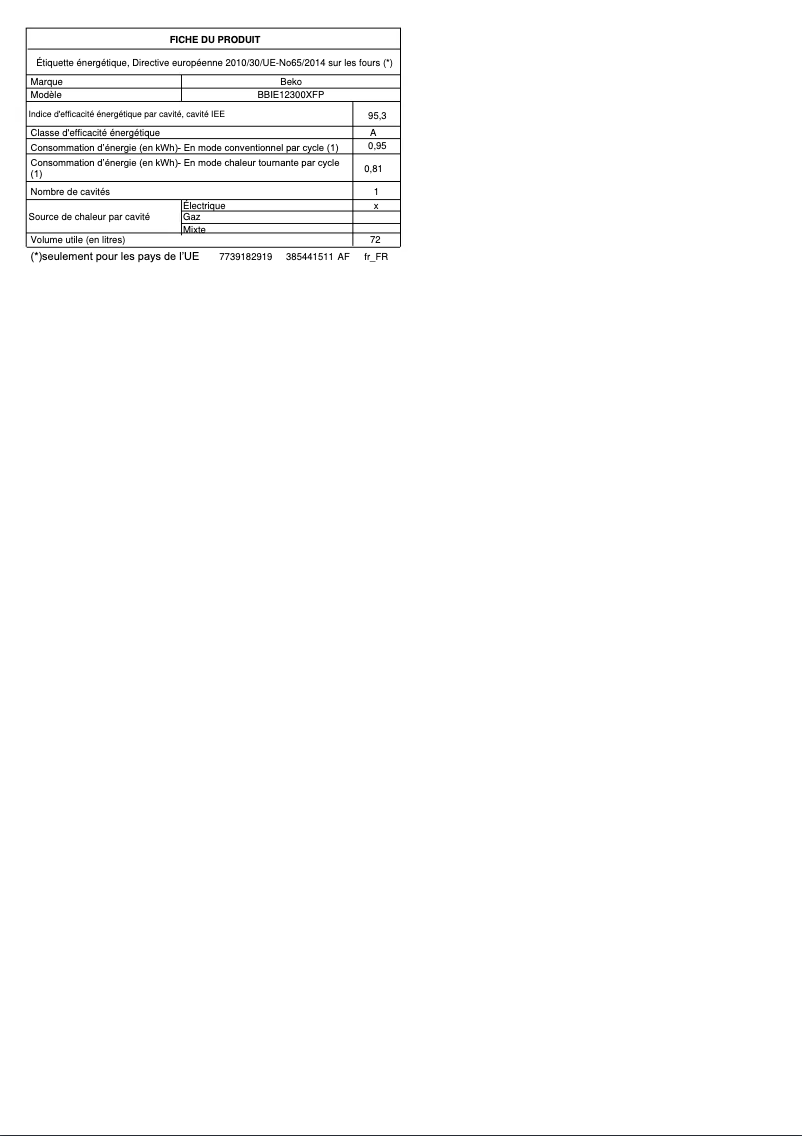 First page image of the manual for BBIE12300XFP