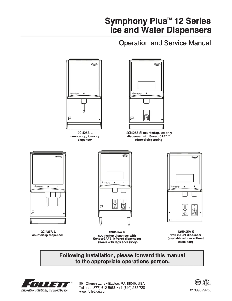 Page 1 of the manual User Manual Follett 50FB425A-L